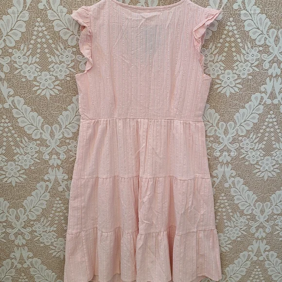 Upcycled Strawberry Shortcake Pink Ruffle Dress POCKETS Size Large NWT - Picture 6 of 8